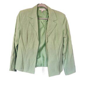 Women’s Coldwater Creek Size PM Open Front Blazer Suit Jacket Lime Green
